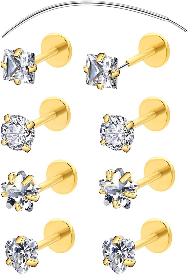 COTATI Store 20G Flat Back Earrings Stud Threadless Tragus Cartilage Lip Medusa Piercing Jewelry Hypoallergenic - Image 1